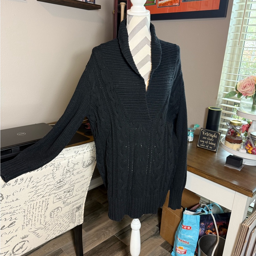 Old Navy Black Long Cable Knit Sweater